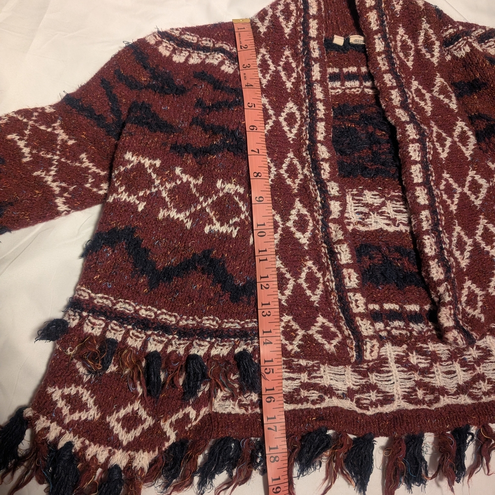 Anthropologie Moth Veras Cardigan Small Wine Red And Midnight Blue - Picture 6 of 15